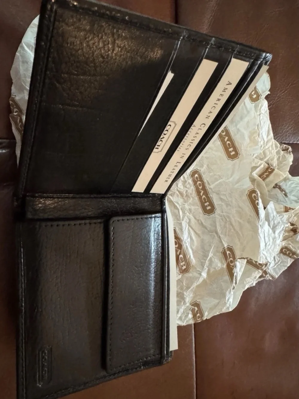 NIB Vintage Coach 5615 Black Calfskin Coin Case Wallet Deadstock Fall 1997 USA
